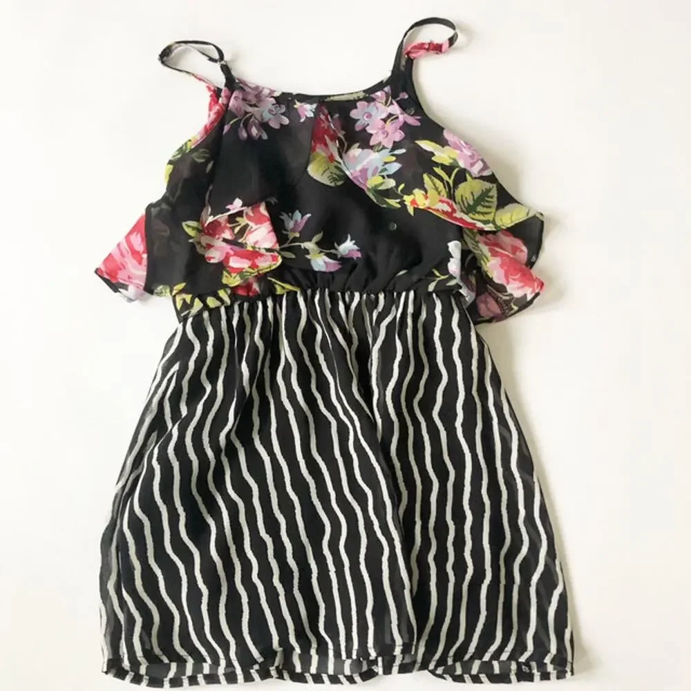 NWT Truly Me by Sara Sara Black Floral Squiggle Sundress Size 5